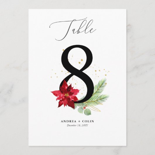 Tabel nummer 8 Gold Waterverf en feestdag botanisc Programmakaart (Achterkant)