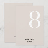 Tabel Nummer 8 Vet Beige Trouwtafel Nummer Kaart (Voorkant / Achterkant)