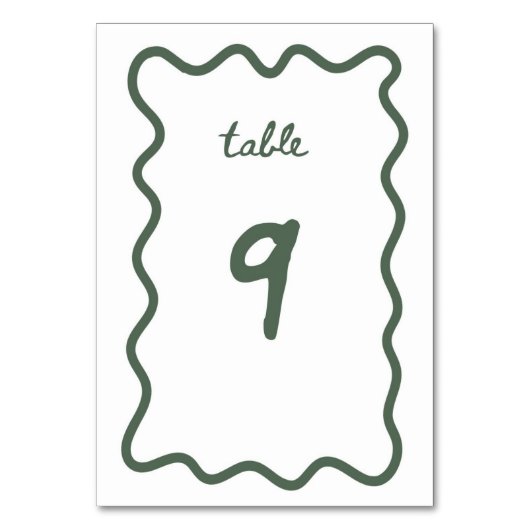 Tabel nummer 9 kaart (Achterkant)