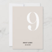 Tabel Nummer 9 Vet Beige Trouwtafel Nummer Kaart (Voorkant)