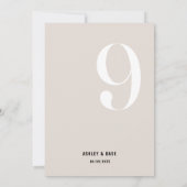 Tabel Nummer 9 Vet Beige Trouwtafel Nummer Kaart (Achterkant)