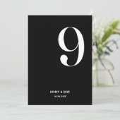 Tabel Nummer 9 Vet Zwart Trouwtafel Nummer Kaart (Staand voorkant)