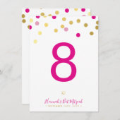 TABEL NUMMER Bat Mitswa glamconfetti goud roze Kaart (Voorkant / Achterkant)