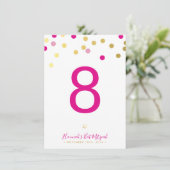 TABEL NUMMER Bat Mitswa glamconfetti goud roze Kaart (Staand voorkant)