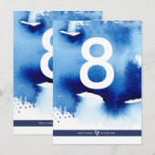 TABEL NUMMER bruiloft stijlvolle donkerblauwe wate Kaart (Voorkant / Achterkant)