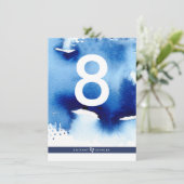 TABEL NUMMER bruiloft stijlvolle donkerblauwe wate Kaart (Staand voorkant)