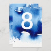 TABEL NUMMER bruiloft stijlvolle marineblauwe wate Kaart (Voorkant / Achterkant)