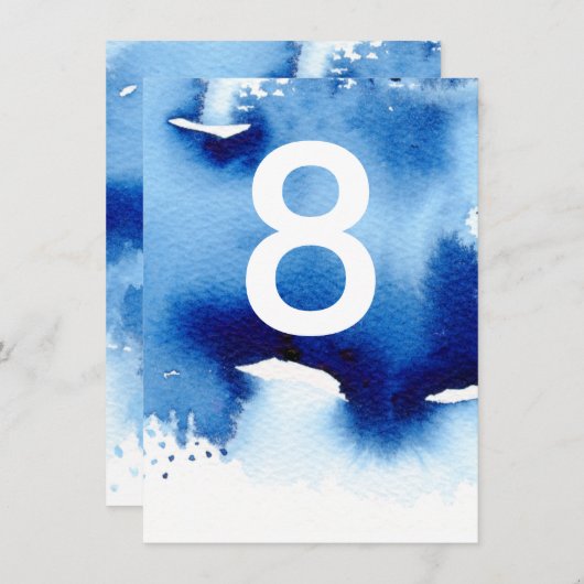 TABEL NUMMER bruiloft stijlvolle marineblauwe wate Kaart (Voorkant / Achterkant)