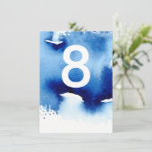 TABEL NUMMER bruiloft stijlvolle marineblauwe wate Kaart (Staand voorkant)
