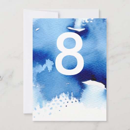 TABEL NUMMER bruiloft stijlvolle marineblauwe wate Kaart (Achterkant)