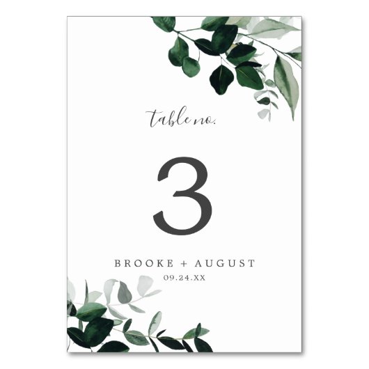 Tabel nummer Emerald Greenery Kaart (Achterkant)