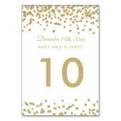 Tabel nummer Gold Faux Glitter Confetti White Kaart (Achterkant)