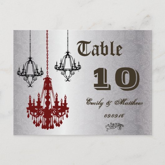 Tabel nummer Rode en zwarte luchters Briefkaart (Voorkant)