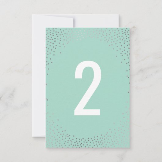 TABEL NUMMER rustieke mini confetti zilveren munt Kaart (Achterkant)