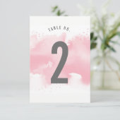 TABEL NUMMER stijlvolle waterverf blush roze grijs Kaart (Staand voorkant)