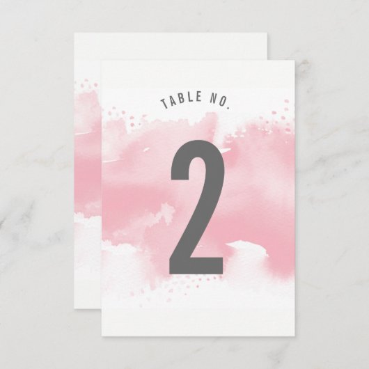 TABEL NUMMER stijlvolle waterverf blush roze grijs Kaart (Voorkant / Achterkant)