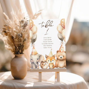 Tabel nummer Waterverf Dieren baby shower Kaart