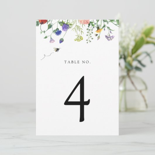 Tabel nummer Wilde bloem en bijen Programmakaart (Staand voorkant)