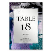TABEL NUMMER| Zilver Blauwgroen Orchid Metallic St Kaart (Achterkant)