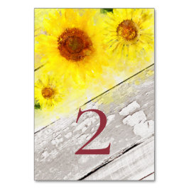 *~* TABEL NUMMERS Old Wood Yellow Sunflower Kaart