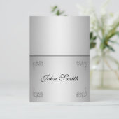 Tabel Plaats kaart met naam - elegant zilverzwril (Staand voorkant)