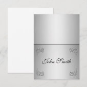 Tabel Plaats kaart met naam - elegant zilverzwril (Voorkant / Achterkant)