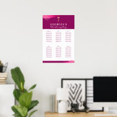 TABEL PLAN 6 bevat een modern pruimen roze Poster (Thuiskantoor)