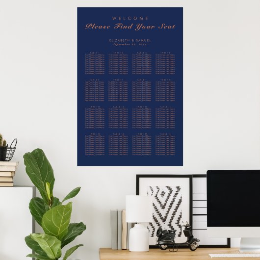 Tabel plan Navy Blue Copper Trees Avenue Poster (Thuiskantoor)