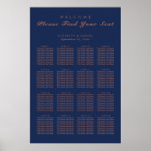 Tabel plan Navy Blue Copper Trees Avenue Poster (Voorkant)