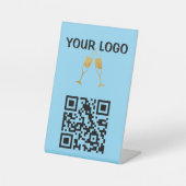 TABEL QR CODE STAND VOOR RESTAURANTS RECLAMEBORD MET VOETSTUK (Voorkant)