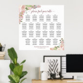 Tabel Rustic Pink Floral Wedding Seating Chart Poster (Thuiskantoor)