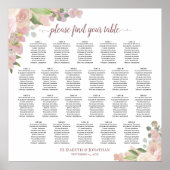 Tabel Rustic Pink Floral Wedding Seating Chart Poster (Voorkant)