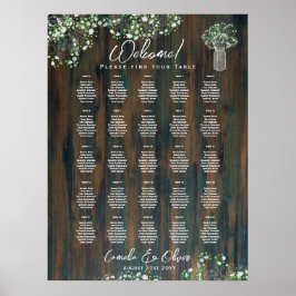 Tabel Rustic Wood Gypsophila SEATING CHART Poster