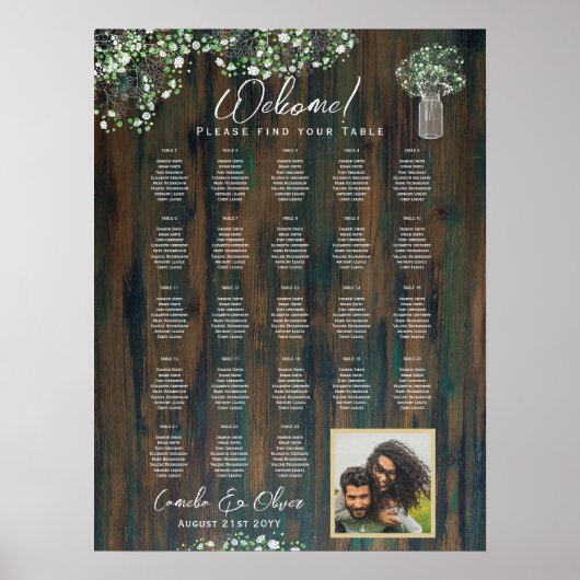 Tabel Rustisch hout Gypsophila FOTO-SEIEREND schui Poster (Voorkant)