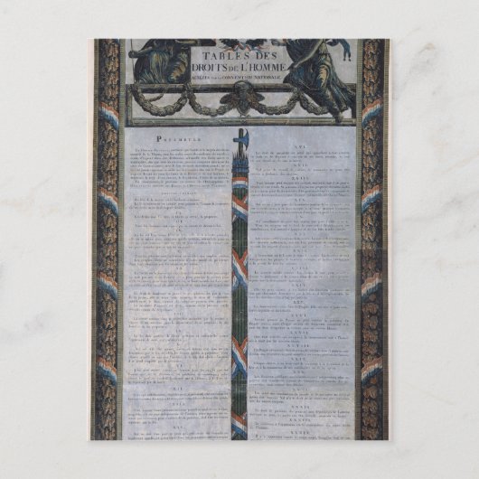 Tabel van de Verklaring van de rechten van het Man Briefkaart (Voorkant)