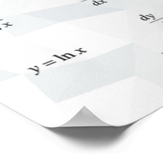 Tabel van derivaten - Poster van de Wiskunde (Hoek)