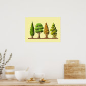 tabel van drie gesculptuurde bomen digitaal dessin poster (Keuken)
