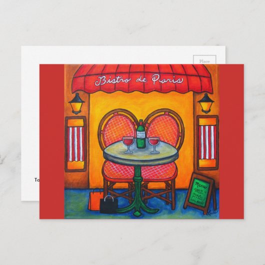 Tabel voor twee, Paris Bistro van Lisa Lorenz Briefkaart (Voorkant / Achterkant)
