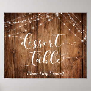 Tabelkalligrafie van hout en lichte dessert poster