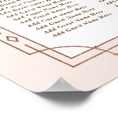 Tabellen | Art Deco Blush Roos Gold Foil Weddensch Poster (Hoek)