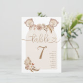 Tabellen met dubbele Beren Baby shower Plaats teke Kaart (Staand voorkant)