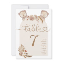 Tabellen met dubbele Beren Baby shower Plaats teke