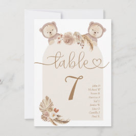 Tabellen met dubbele Beren Baby shower Plaats teke Kaart