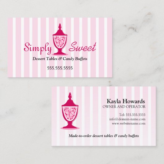 Tabellen met snoep Buffet en dessert Visitekaartje (Voorkant / Achterkant)