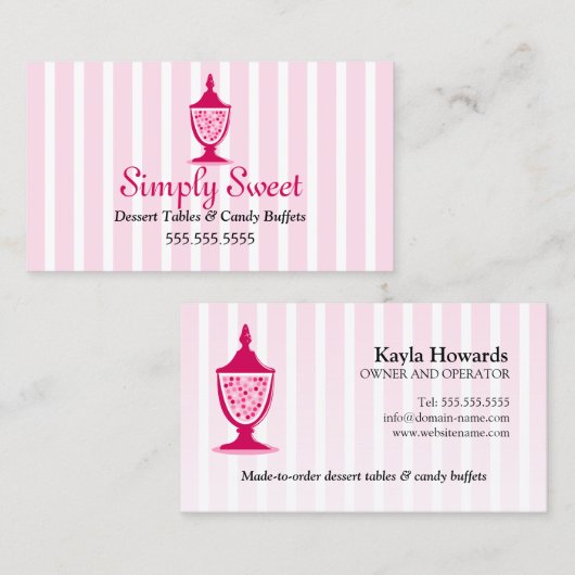 Tabellen met snoep Buffet en dessert Visitekaartje (Voorkant / Achterkant)