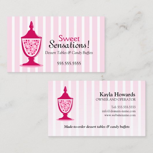 Tabellen met snoep Buffet en dessert Visitekaartje (Voorkant / Achterkant)