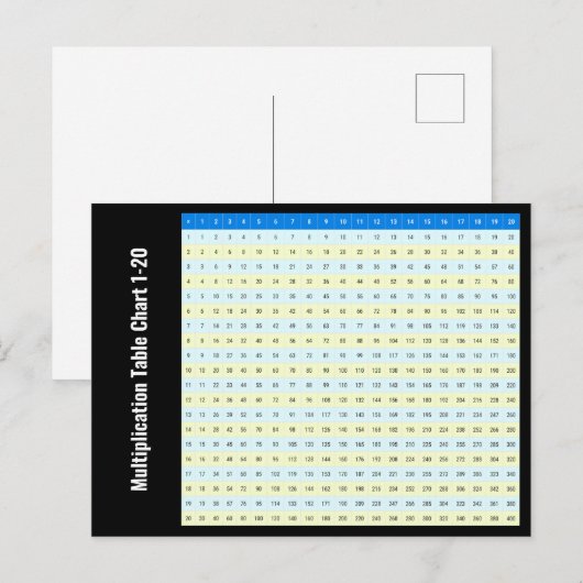 Tabellen van 1 tot 20 vermenigvuldigingstijden Gra Briefkaart (Voorkant / Achterkant)