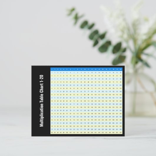 Tabellen van 1 tot 20 vermenigvuldigingstijden Gra Briefkaart (Staand voorkant)