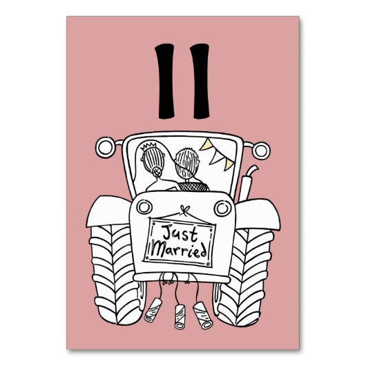 Tabelnummer aangepast land bruiloft kaart (Achterkant)