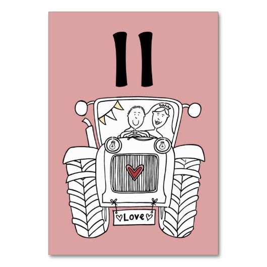 Tabelnummer aangepast land bruiloft kaart (Voorkant)